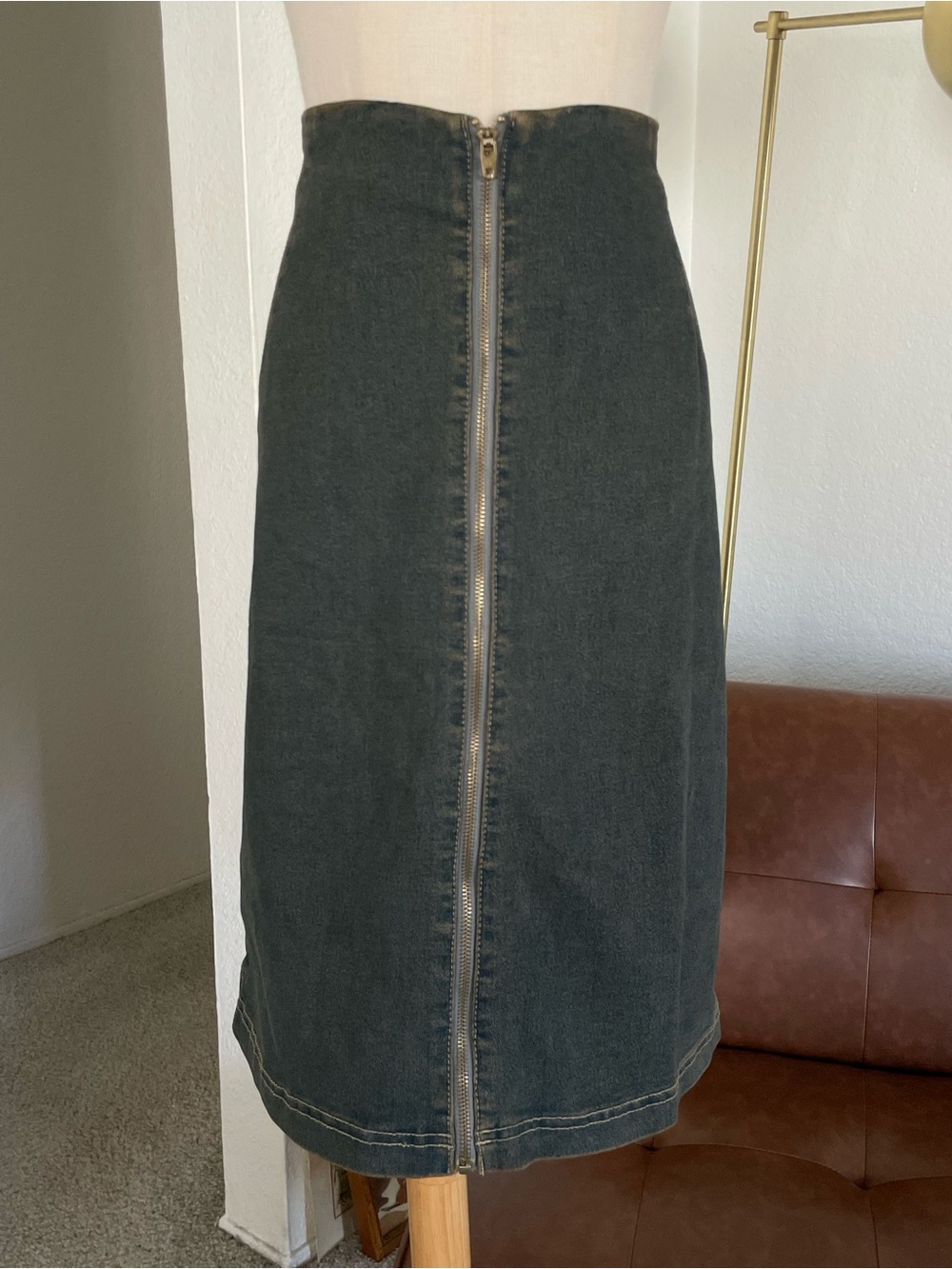 Vintage Ashley Stewart Western Casual Festival Denim Zipper Skirt